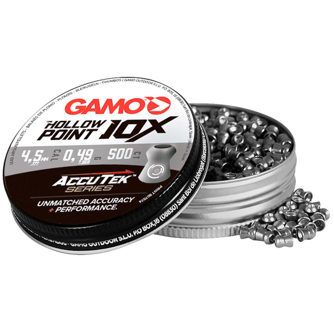 PELLETS 10X HOLLOW POINT ACCUTEK (500) 4.5mm GAMO