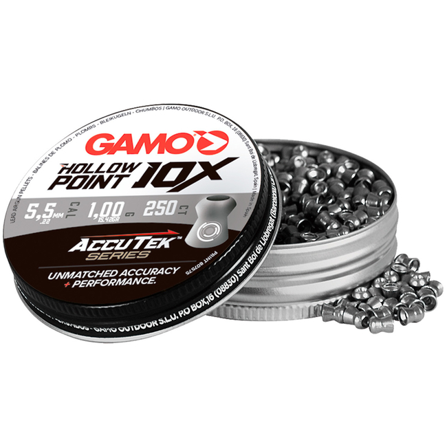 PELLETS 10X HOLLOW POINT ACCUTEK (250) 5.5mm GAMO